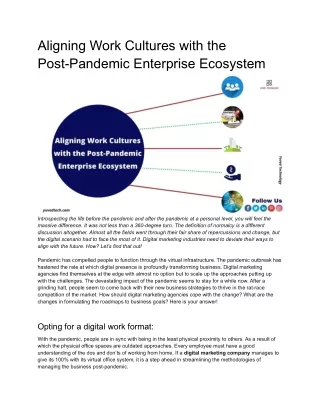 aligning work cultures with the post pandemic