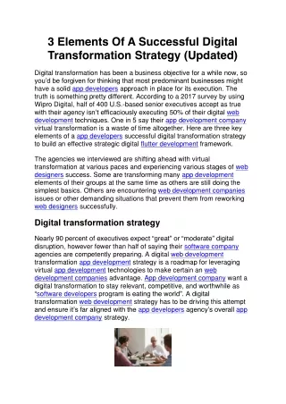 3 elements of a successful digital transformation