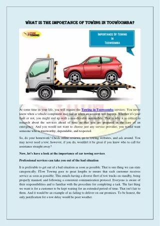 What is the importance of towing in Toowoomba