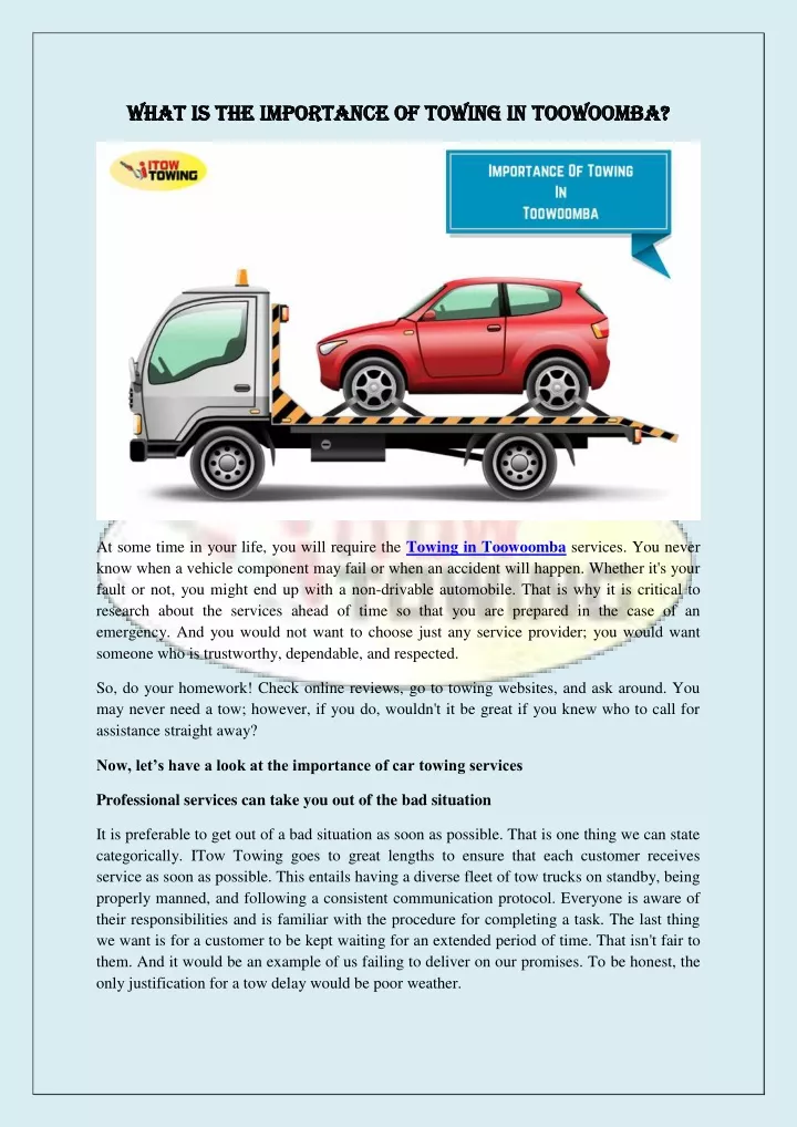 what what is the importance of towing