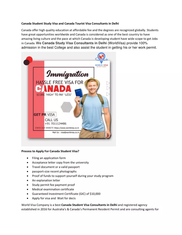 canada student study visa and canada tourist visa