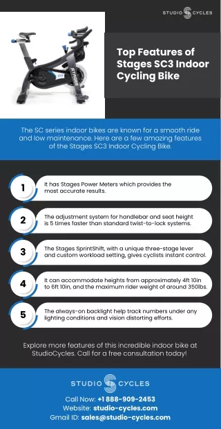 Top Features of Stages SC3 Indoor Cycling Bike