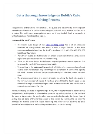 get a thorough knowledge on rubik s cube solving
