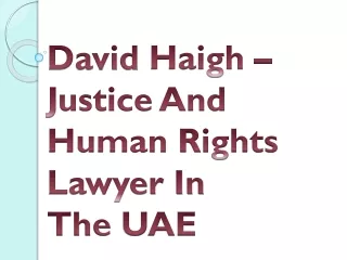 David Haigh - Justice And Human Rights Lawyer In The UAE