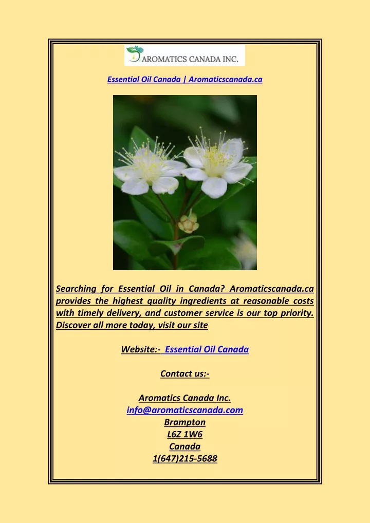 essential oil canada aromaticscanada ca