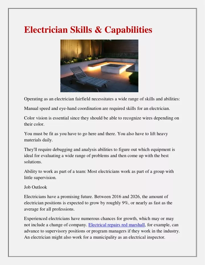 electrician skills capabilities