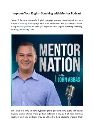 Improve Your English Speaking with Mentor Podcast