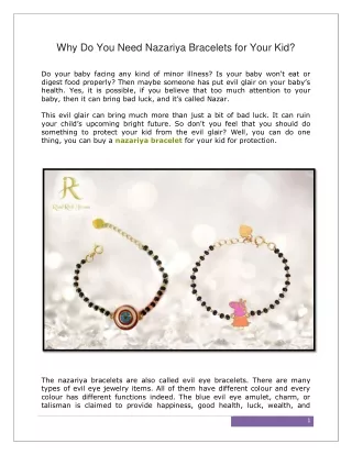 why do you need nazariya bracelets for your kid