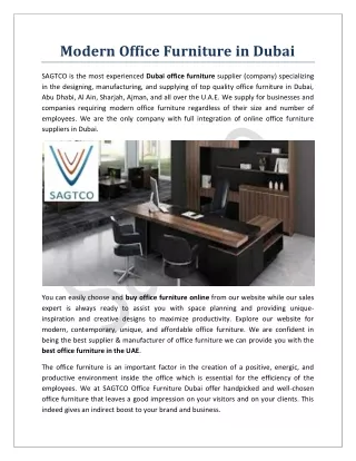 Modern Office Furniture in Dubai