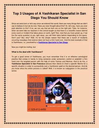 Top 3 Usages of A Vashikaran Specialist in San Diego You Should Know