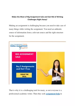 make the most of big assignment sale