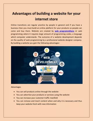 Advantages of building a website for your internet store