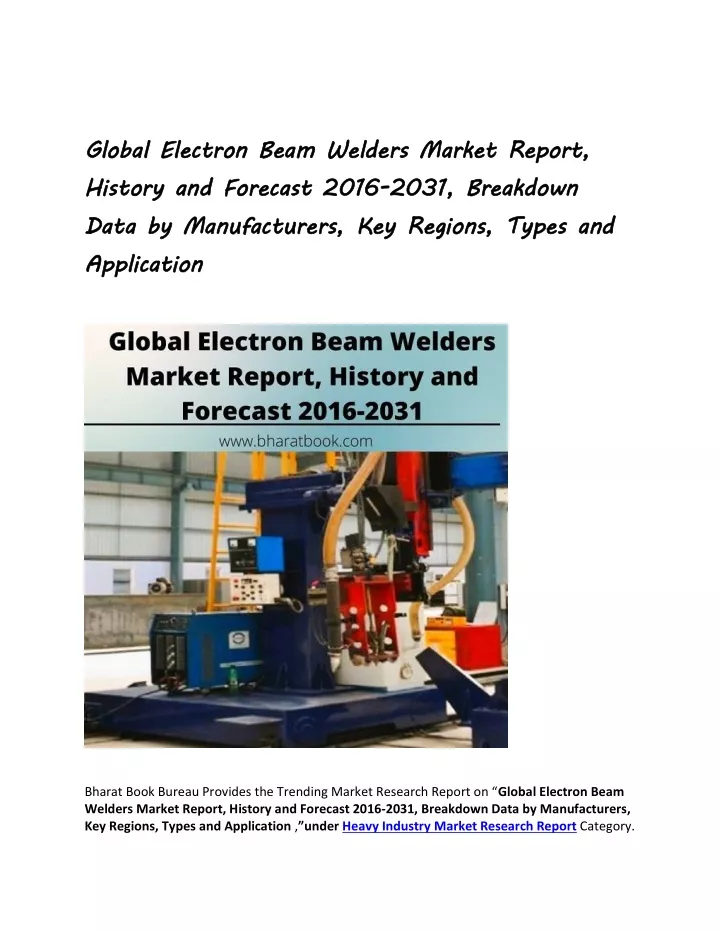 global electron beam welders market report