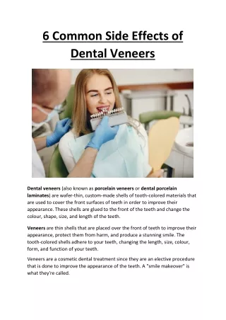 6 Common Side Effects Of Dental Veneers