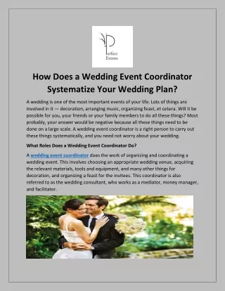 How Does a Wedding Event Coordinator Systematize Your Wedding Plan
