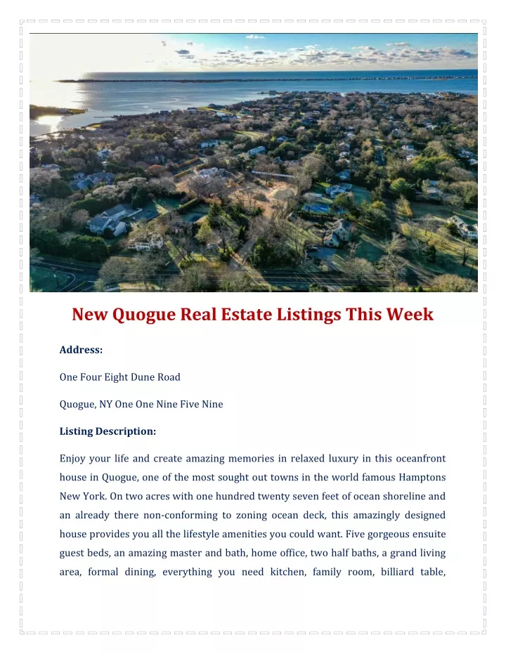 new quogue real estate listings this week