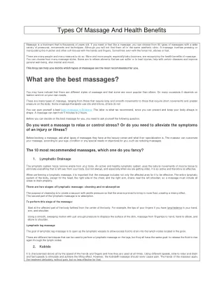 Types Of Massage And Health Benefits