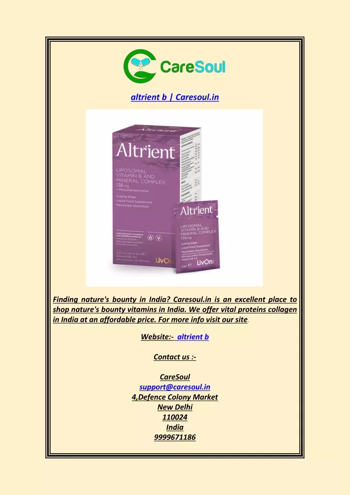 altrient b caresoul in