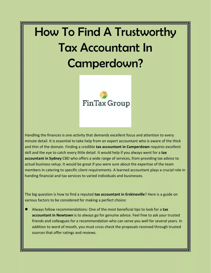 how to find a trustworthy tax accountant