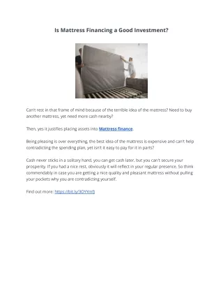 is mattress financing a good investment