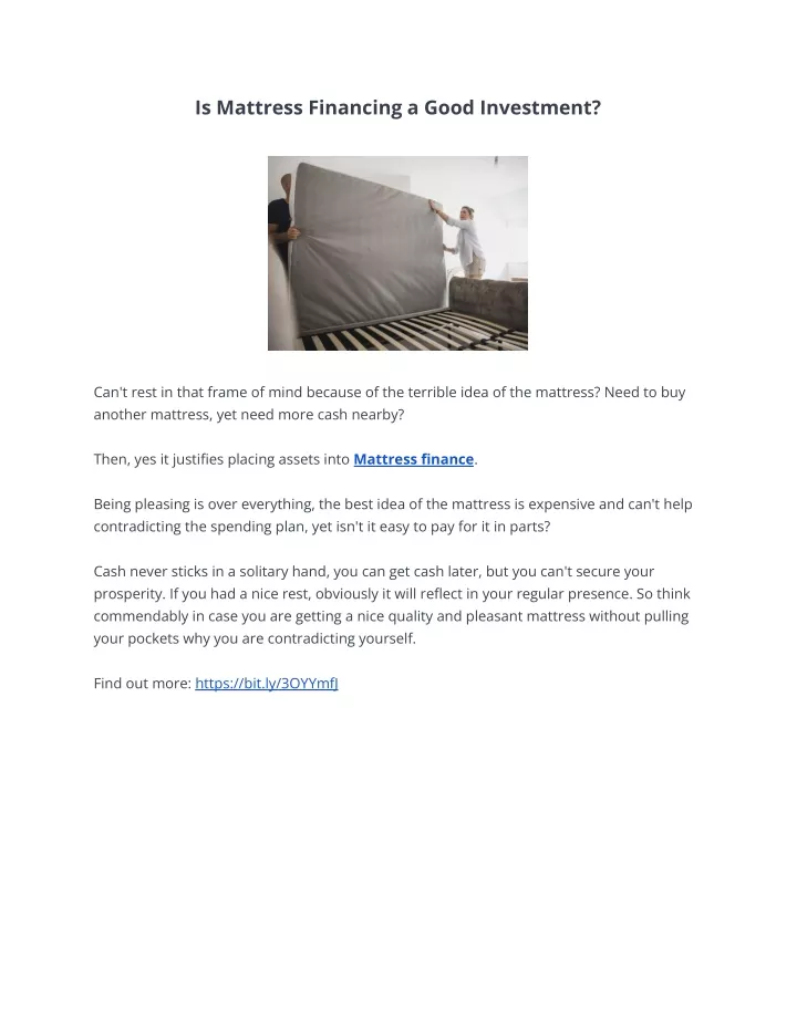 is mattress financing a good investment