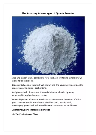 The amazing advantages of quartz powder