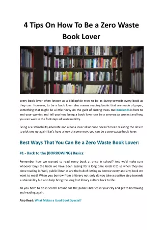 4 Tips On How To Be a Zero Waste Book Lover - Bookends