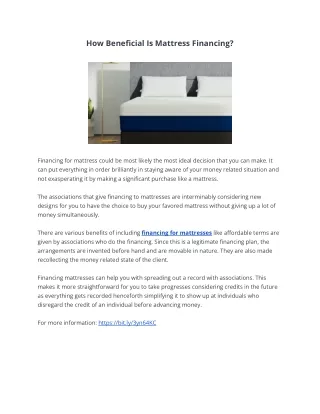 how beneficial is mattress financing