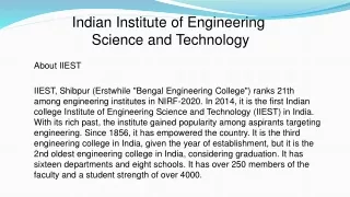 Indian Institute of Engineering Science and Technology | IIEST