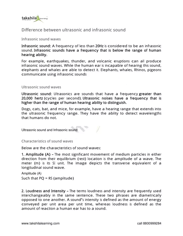 difference between ultrasonic and infrasonic sound