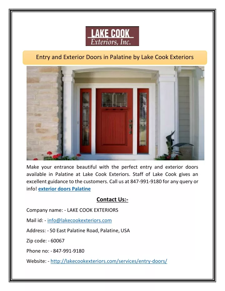 entry and exterior doors in palatine by lake cook