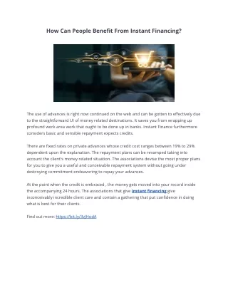 how can people benefit from instant financing