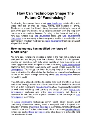 how can technology shape the future of fundraising