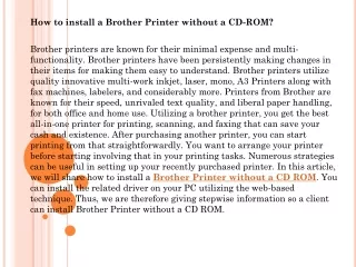 How to install a Brother Printer without a CD-ROM