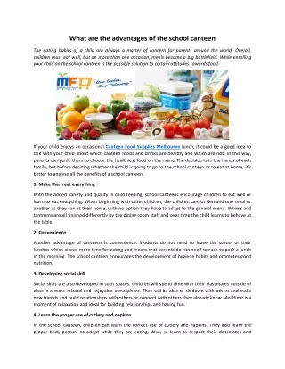 what are the advantages of the school canteen