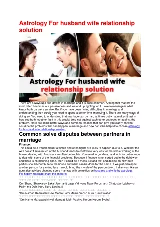 Astrology For husband wife relationship solution - Vashikaran Specialist Astrolo