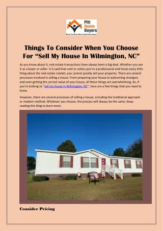 Choose The Best Tips for “Sell My House In Wilmington, NC”