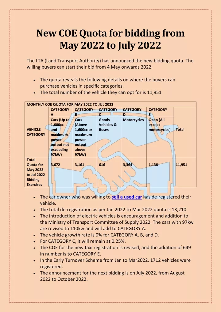 new coe quota for bidding from may 2022 to july