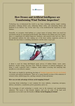 How Drones and Artificial Intelligence are Transforming Wind Turbine Inspection