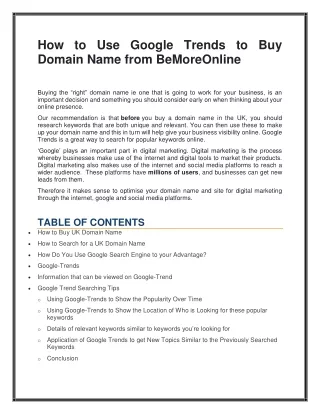 How to Use Google Trends to Buy Domain Name from BeMoreOnline