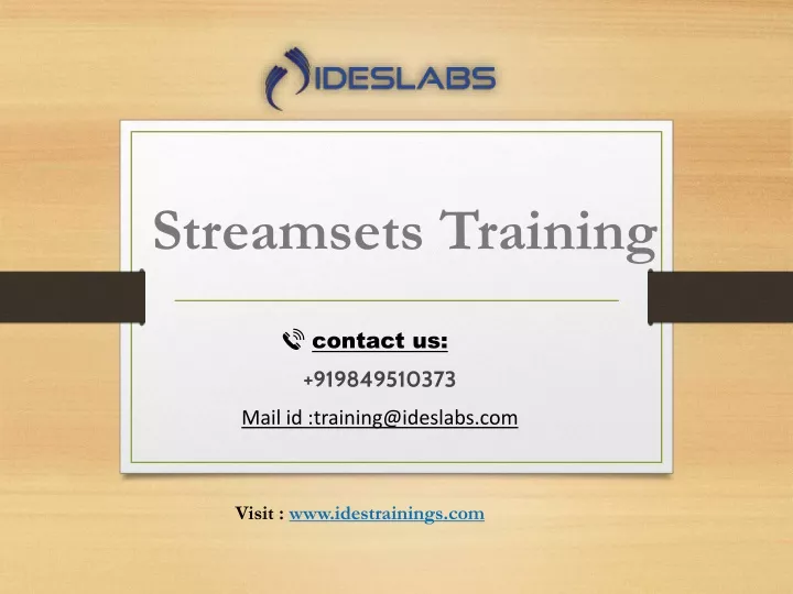 contact us 91 9849510373 mail id training@ideslabs com