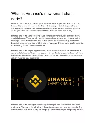 what is binance s new smart chain node