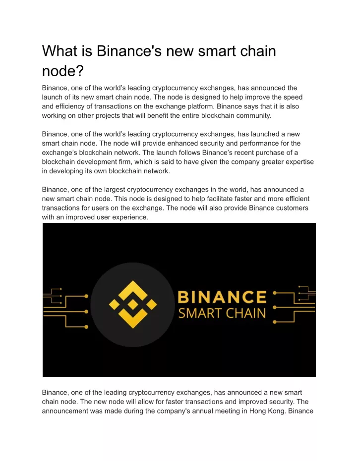 what is binance s new smart chain node