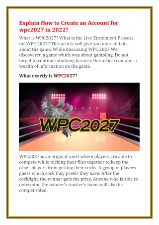explain how to create an account for wpc2027