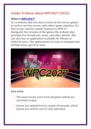 guides to know about wpc2027 2022