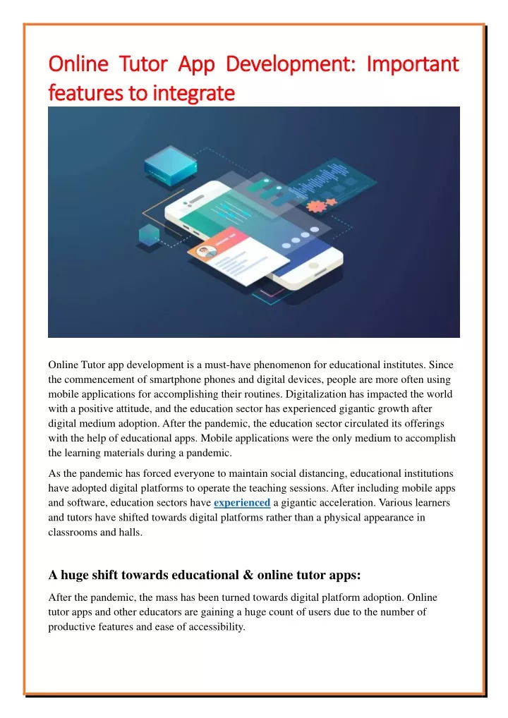 online tutor app development important online