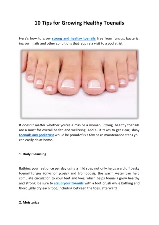 10 Tips for Growing Healthy Toenails - Blueprint Podiatry