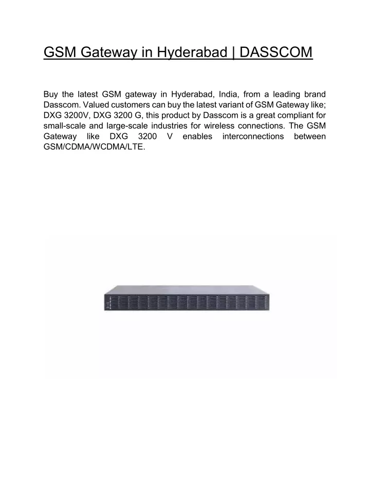 gsm gateway in hyderabad dasscom