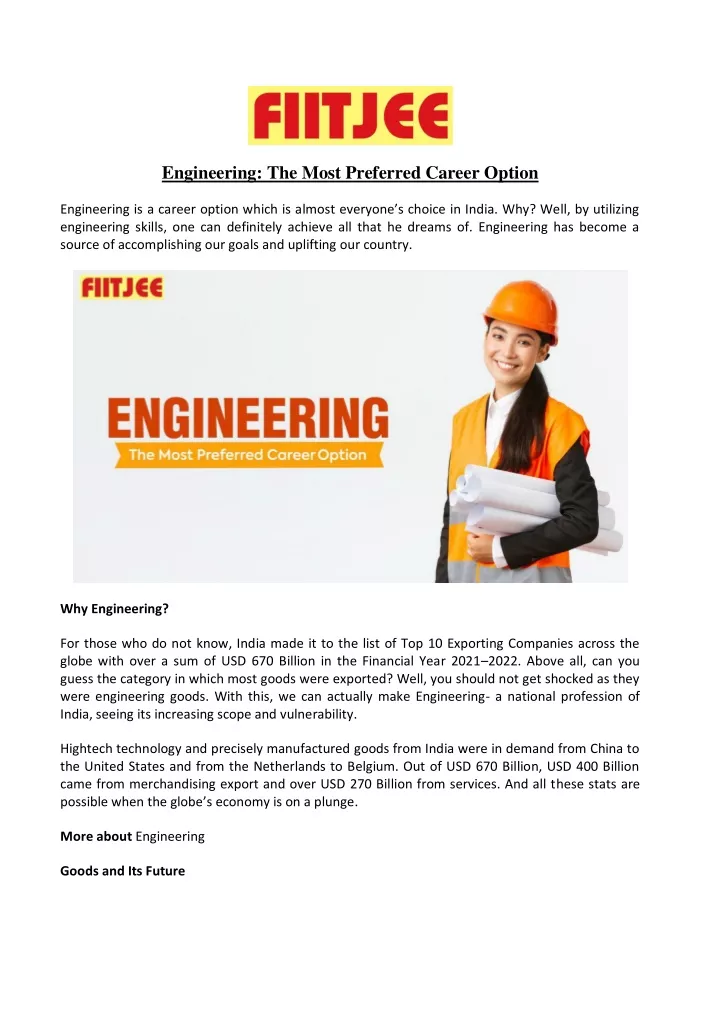 engineering the most preferred career option