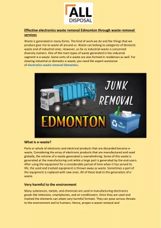 effective electronics waste removal edmonton